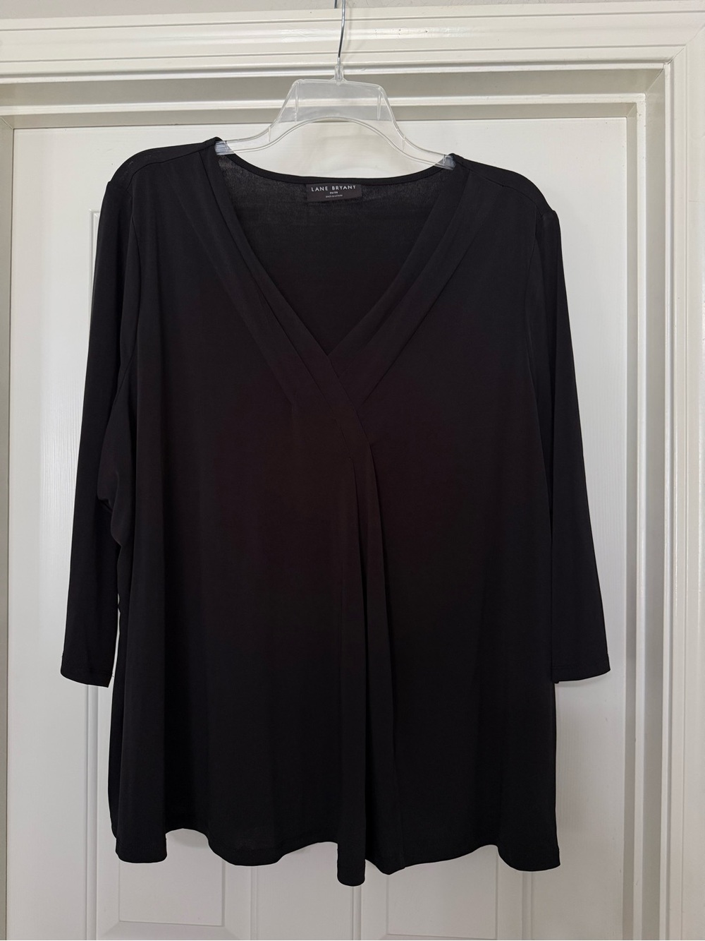 Lane Bryant Black V-Neck Pleated Blouse